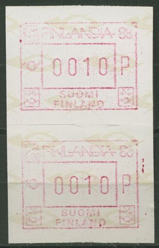 Finnland ATM 1988 FINLANDIA '88 Paar zusammenhängend ATM 4 IX postfrisch