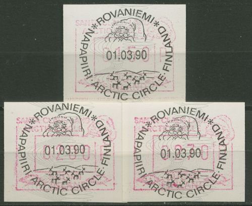 Finnland ATM 1990 SANTA CLAUS LAND ARCTIC CIRCLE, Satz ATM 9 S1 gestempelt