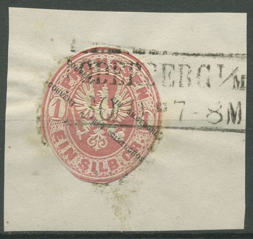 Preußen 1862 Ganzsachenausschnitt GAA 15 gestempelt, Briefstück
