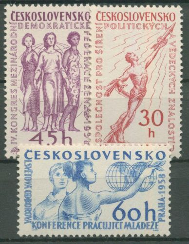 Tschechoslowakei 1958 Weltfrauenbund Gewerkschaftsbund 1078/80 postfrisch