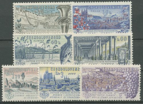 Tschechoslowakei 1961 PRAGA´62 Sehenswürdigkeiten 1293/99 postfrisch , Mängel