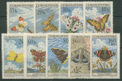 Tschechoslowakei 1961 Tiere Insekten Schmetterlinge 301/09 postfrisch