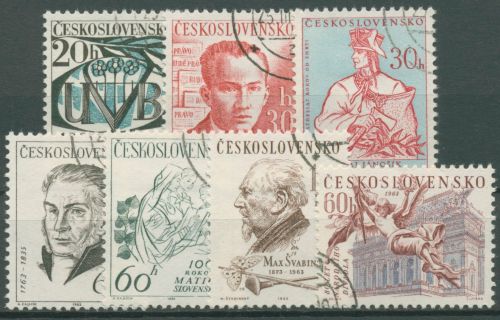 Tschechoslowakei 1963 Kultur Persönlichkeiten Ereignisse 1386/92 gestempelt