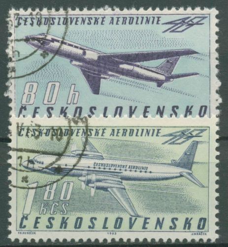 Tschechoslowakei 1963 Aerolinie Flugzeuge 1405/06 gestempelt