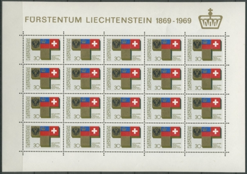 Liechtenstein 1969 Telegraphie kompletter Bogen 517 postfrisch (C13432)
