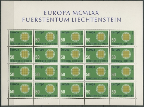 Liechtenstein 1970 Europa Union CEPT kompletter Bogen 525 postfrisch (C13433)