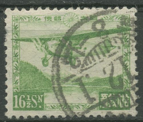 Japan 1929 Flugzeug Fokker über dem Ashi-See 196 gestempelt
