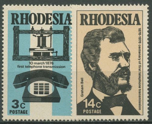Rhodesien 1976 100 Jahre Telefon Alexander Graham Bell 170/71 postfrisch