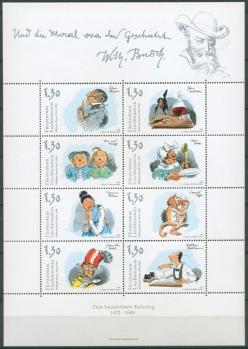 Liechtenstein 2008 100. Todestag von Wilhelm Busch 1490/97 K postfrisch (C13483)