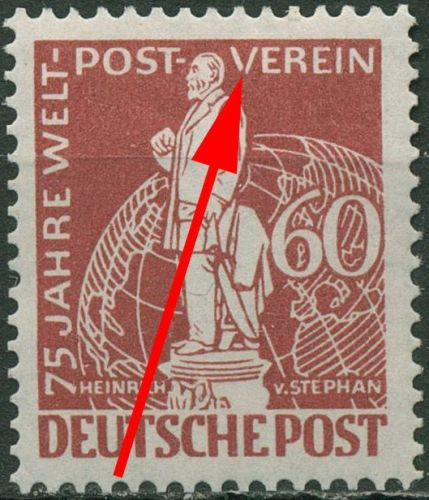 Berlin 1949 75 Jahre UPU Plattenfehler 39 II ungebraucht (Neugummi)