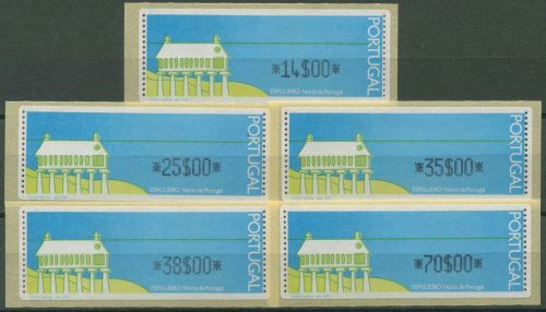 Portugal ATM 1992 mit Punktleiste Satz 5 Werte 14/25/35/38/70 ATM 4 S postfrisch
