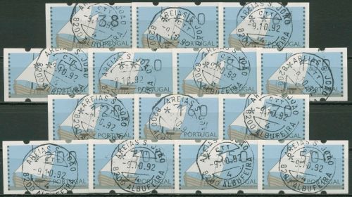 Portugal ATM 1992 Segelschiffe Tasten-Satz 14 Werte ATM 5 S3 gestempelt