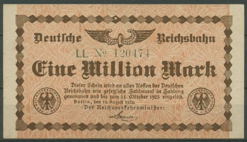 Deutsche Reichsbahn Berlin 1 Million Mark 1923 Serie LL, kassenfrisch (K881)