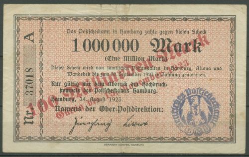 Deutsche Reichspost OPD Hamburg 100 Milliarden Mark 1923, stark gebraucht (K949)