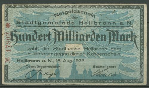 Heilbronn 100 Milliarden Mark 1923, Keller 2294, gebraucht (K965)