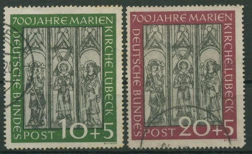 Bund 1951 700 Jahre Marienkirche Lübeck 139/40 gestempelt (R19425)