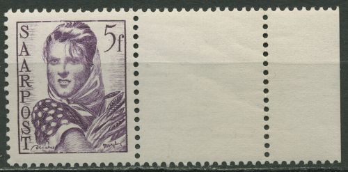 Saarland 1948 Wiederaufbau mit Leerfeld 245 L postfrisch, Rand vorgfaltet