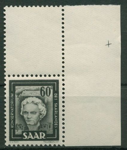 Saarland 1949 Freimarke Beethoven mit Leerfeld 273 L Ecke 2 postfrisch