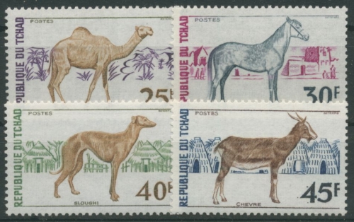 Tschad 1972 Haustiere Ziege Pferd Dromedar 592/95 postfrisch