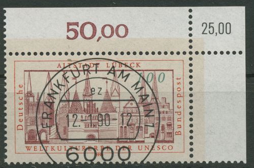 Bund 1990 UNESCO Welterbe Altstadt Lübeck 1447 KBWZ gestempelt