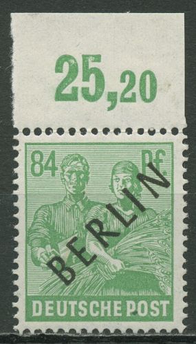 Berlin 1948 Schwarzaufdruck Platte Oberr. 16 P OR ndgz. postfr. Rand vorgefaltet