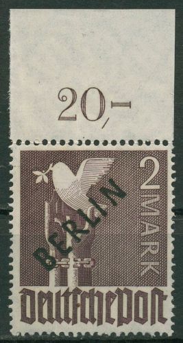 Berlin 1948 Schwarzaufdruck Oberrand 18 P OR ndgz. postfrisch, Rand vorgefaltet