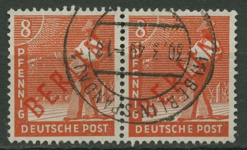 Berlin 1949 Rotaufdruck Bogenmarken waagerechtes Paar 23 gestempelt