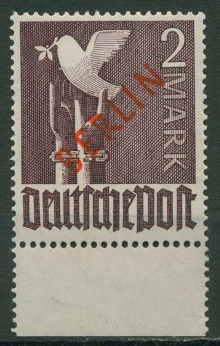 Berlin 1949 Rotaufdruck Platte Unterrand 34 P UR 2 postfrisch geprüft