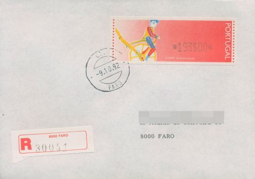 Portugal ATM 1992 Spielzeuge Einzelwert R-Brief Ersttagsbrief ATM 6 FDC (X80363)