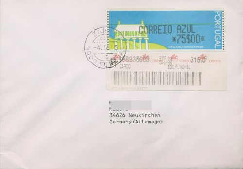 Portugal ATM 1992 mit Punktleiste CORREIO AZUL Einschreiben ATM 4 Z2 (X80375)