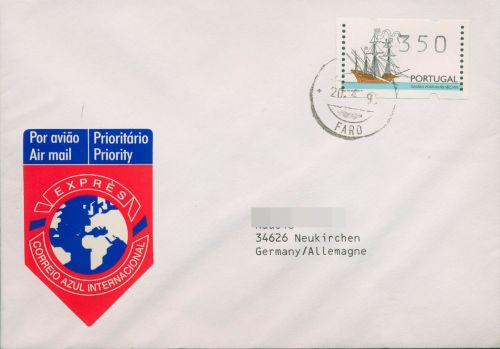 Portugal ATM 1995 Segelschiffe Einzelwert auf Express-Brief, ATM 10 FDC (X80378)