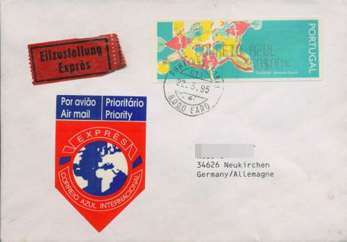 Portugal ATM 1995 Spielzeuge CORREIO AZUL auf Express-Brief ATM 9 Z2 (X80380)