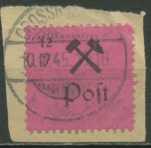 Großräschen 1945 Freimarke 19 A II gestempelt, Briefstück