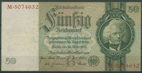 Dt. Reich 50 Reichsmark 1933 Serie B/M, Ro 175 a gebraucht (K1010)