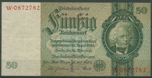 Dt. Reich 50 Reichsmark 1933 Serie I/W, Ro 175 a gebraucht (K1008)