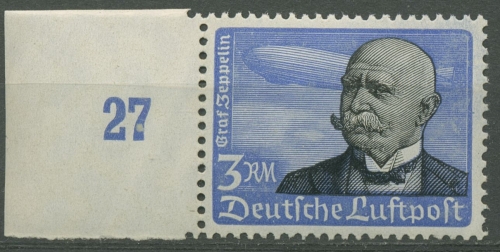 Deutsches Reich 1934 Flugpostmarke Zeppelin 539 x mit Rand postfrisch