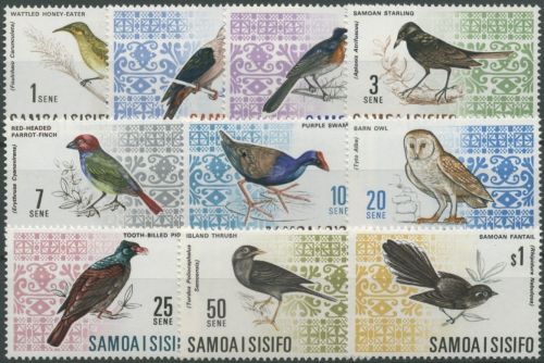 Samoa 1967 Freimarken Vögel Schleiereule Fruchttaube 152/61 postfrisch