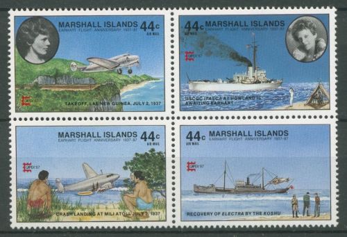 Marshall-Inseln 1987 A. Earharts Flug um die Welt 120/23 ZD postfrisch