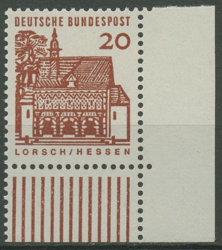 Bund 1964/65 Bauwerke klein, Torhalle Lorsch 456 Ecke 4 postfrisch