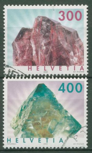 Schweiz 2003 Mineralien Rutilquarz Fluorit 1844/45 gestempelt