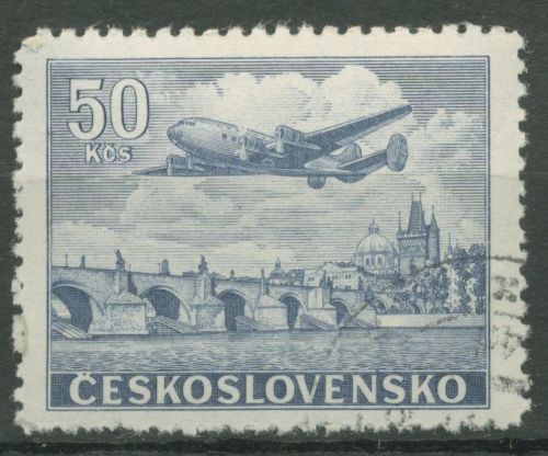 Tschechoslowakei 1946 Flugpostmarke 500 gestempelt
