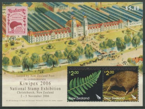 Neuseeland 2006 KIWIPEX Christchurch Kiwi Farn Block 204 postfrisch (C25754)