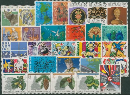 Schweiz 1992 Jahrgang komplett (1461/88) postfrisch (G60018)
