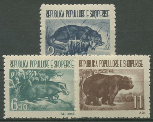 Albanien 1961 Tiere Fischotter Dachs Braunbär 627/29 postfrisch