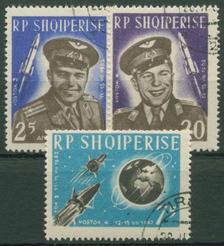 Albanien 1963 Raumfahrt: Raumkapseln Wostok 727/29 gestempelt