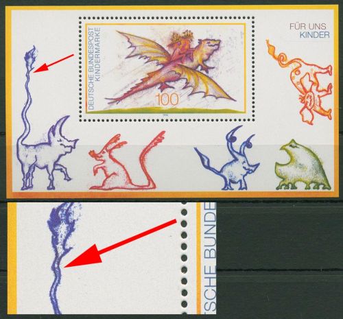 Bund 1994 Für uns Kinder mit Plattenfehler Block 30 f B postfrisch (C80386)