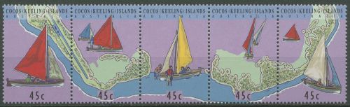 Kokos-Inseln 1994 Landkarte Segelboote 320/24 ZD postfrisch (C40348)