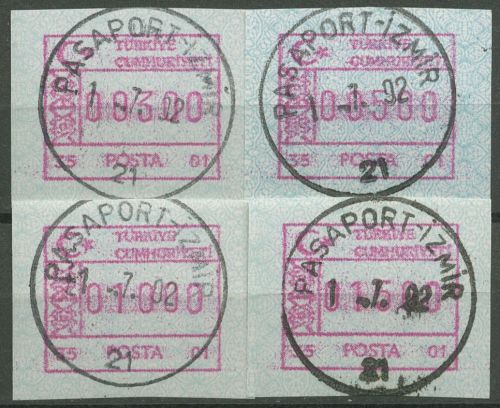 Türkei ATM 1992 Ornamente Automat 35 01, Satz 4 Werte ATM 2.10 S1 gestempelt