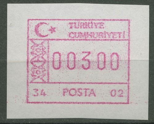 Türkei ATM 1992 Ornamente Automat 34 02 weißes Papier ATM 2.9 XI postfrisch