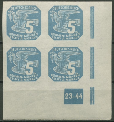 Böhmen & Mähren 1943 Zeitungsmarke 118 y VE-4 Ecke Platten-Nr. 23-44 postfrisch